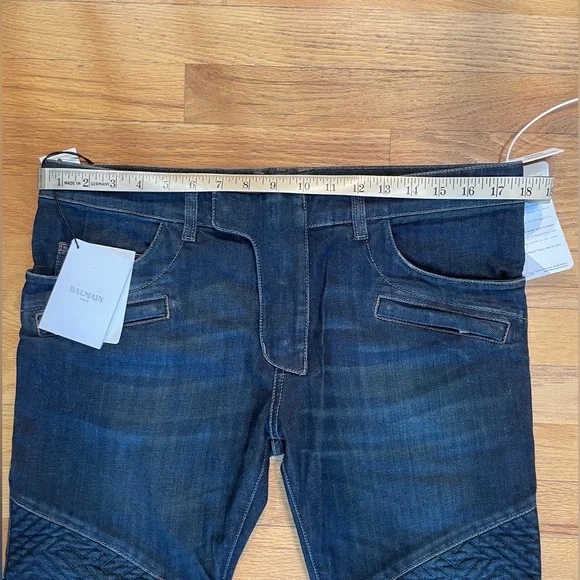 NWT Balmain Slim Biker Jeans Dark Wash